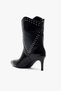 Lysa Black Leather Women's Heeled Boots - 3