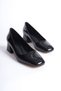 Clay women's black patent leather high heeled shoes