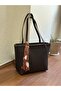 Faux Leather Women's Shoulder Bag with Scarf Detail - 3