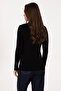Women's Black Basic V-Neck Sweater 50307712-Vr046 - 5