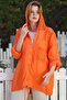 Italian Orange K Hooded Buttoned Long Sleeve Zippered Pocket Mesh Detailed Linen Woven Jacket 75 65 - 3