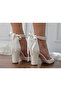 Pearl Ankle Strap Off-White Bridal Shoes - 3