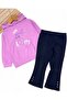 Girl's Flared Tights, K Hooded Sweatshirt, m Transitional Bottoms and Top Set - 2