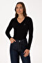 Women's Black Basic V-Neck Sweater 50307712-Vr046