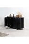 Leeds 4 Door Buffet Cabinet - Solid Wood, Black Finish, 150x47.5x90cm, Stylish Storage Solution - 2
