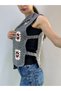Gray Women's Vest with Hand-Knitted Motif - 3