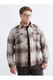 Brown Regular Fit Wool Blend Plaid Men's Shirt Jacket