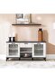 Kirwin Buffet Cabinet with 2 Glass Doors - Grey Oak/Black - Stylish Storage with 2-Year Warranty