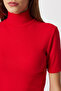 Mock Neck Crop Corded Fabric Knitted Blouse Lub0295 Red - 4
