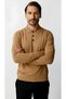 Beige Standard Fit Slim Fit Polo Collar Buttoned Plain Long Sleeve Knitwear - 2