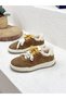 26K372-2 Double Lace-Up Fur Lined Genuine Leather Sneaker Sports Shoes for Women - 2