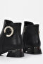 Ed 107 Gold Metal Stone Buckle Detailed Low Sole Ankle Boots - 4