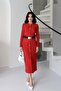 Red Buttoned Dress with Elastic Waist Detail