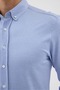 Knitted 100% Mercerized Cotton Comfort Fit Blue Men's Shirt - 6