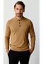 Beige Standard Fit Slim Fit Polo Collar Buttoned Plain Long Sleeve Knitwear