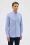 Knitted 100% Mercerized Cotton Comfort Fit Blue Men's Shirt - 3