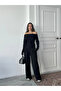 Black Shoulder Detail Gathered Modal Set
