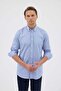 Knitted 100% Mercerized Cotton Comfort Fit Blue Men's Shirt - 5