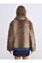 Xside Beige Stand Collar Women's Fur Coat - 6