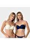 2-Pack Economical Pack 6800 Ales Whole Cup Unpadded Lace Strapless Bra Set