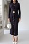 Navy Blue Buttoned Dress with Elastic Waistband Detail - 4