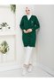 Women's Long Sleeve Knit Cardigan with Stone Detail on the Chest and Buttons - 2