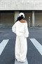 Women's Off-Shoulder Soft Basic Sweat Tracksuit Set - 3