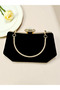 Black Color Suede Stone Pearl Detailed Handle Women's Evening Dress Bag Wedding Engagement Graduation - 5