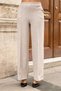 Women's Thick Stretchy Fabric Side Pockets Wide Leg High Waist Relaxed Fit Palazzo Pants -Beige - 6