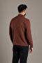 Men's Brown Textured Mock Neck Zipper Knitwear - 5