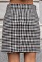 Women's Thick Tweed Fabric Houndstooth High Waist Buttoned Skirt-Black Houndstooth - 7