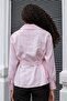 Women's Silky Textured Lycra-Free Modal Fabric Collared Wrap Belted Stylish Blouse-Pink - 7