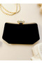 Black Color Suede Stone Pearl Detailed Handle Women's Evening Dress Bag Wedding Engagement Graduation - 3