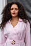 Women's Silky Textured Lycra-Free Modal Fabric Collared Wrap Belted Stylish Blouse-Pink - 5