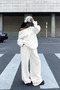 Women's Off-Shoulder Soft Basic Sweat Tracksuit Set - 4