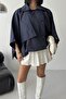 Black Batwing Sleeve Detail Collared Buttoned Comfortable Fit Oversized Midi Length Trench Coat - 6