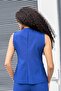 Women's V-Neck Pocket Flap Buttoned Lightweight Stretchy Fabric Vest-Indigo - 5