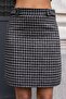 Women's Thick Tweed Fabric Houndstooth High Waist Buttoned Skirt-Anthracite Houndstooth - 6