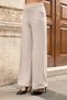 Women's Thick Stretchy Fabric Side Pockets Wide Leg High Waist Relaxed Fit Palazzo Pants -Beige - 7