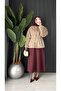 Women's Feathered Gold Buttoned Stylish Coat - 5