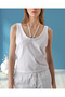 Women's Regular Fit Zero Sleeve U Neck Halter Detail Cotton Blouse - 4