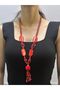 Red Bamboo Bead Embroidery Women's Necklace 35 cm