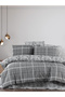 Sapphire Gray Single Ranforce Cotton Fitted Sheet Duvet Cover Set - 2