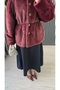Women's Feathered Gold Buttoned Stylish Coat - 2