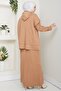 Hooded Tunic Dress Knitwear Set 1645 - Mink - 6