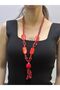 Red Bamboo Bead Embroidery Women's Necklace 35 cm - 4