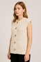 Women's Braided Oversized Sleeveless Knitwear Vest with Gold Buttons on the Front - 5