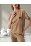 Women's Regular Fit Crew Neck Logo Detailed Cotton T-Shirt - 4