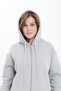 Thick-Textured Puffy 3-Yarn Kangaroo Pocket Hooded Zip-Up Fleece-Lined Women's Sweatshirt Cardigan - 6