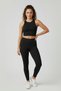 Black Women's Yoga Pilates Set Gold Lotus Patterned Sports Top and Leggings - 2